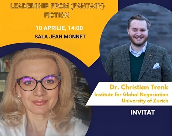 Gabriela CIOT - Sunt deosebit de bucuroasă să anunț evenimentul pe care îl voi organiza în 10 aprilie, în cadrul Centrului de Negocieri Internaționale, ce îl va avea ca invitat pe Dr. CHRISTIAN TRENK