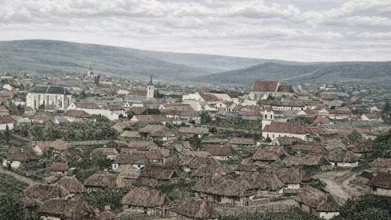 Vedere a Turzii din anul 1889 - privită din cimitirul din Turda Veche…