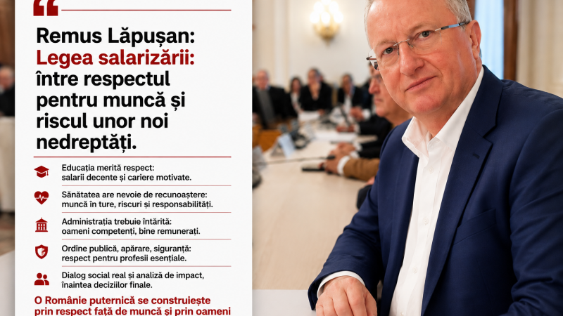 Remus Lăpușan - Noua lege a salarizării trebuie să aducă echitate, nu noi nedreptăți