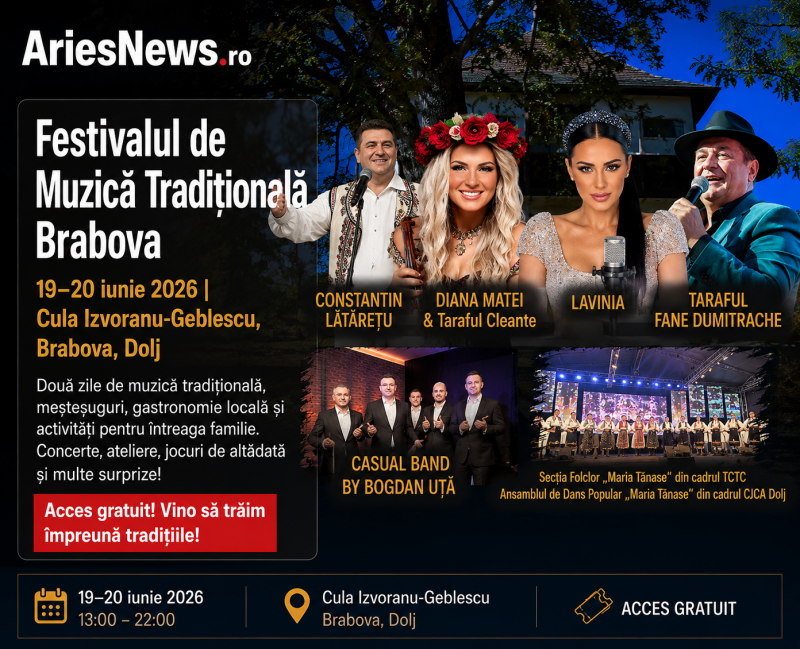 Festivalul de Muzică Tradițională Brabova revine cu o ediție spectaculoasă. Două zile dedicate folclorului, meșteșugurilor și tradițiilor autentice