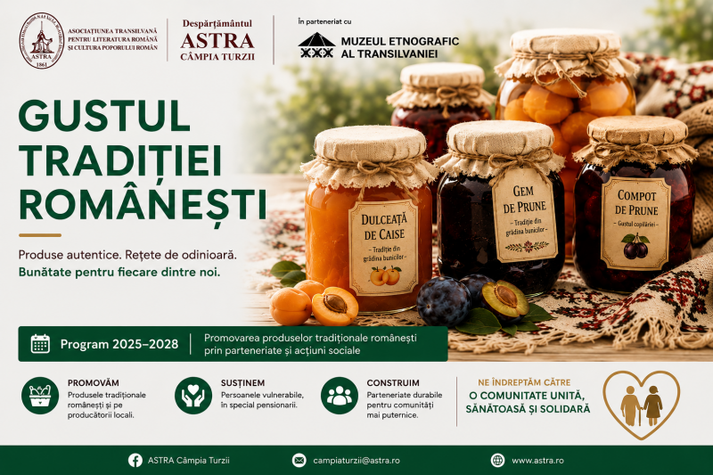 ASTRA Câmpia Turzii a inițiat un amplu program pentru 2025–2028 dedicat promovării produselor tradiționale românești și sprijinirii persoanelor vulnerabile