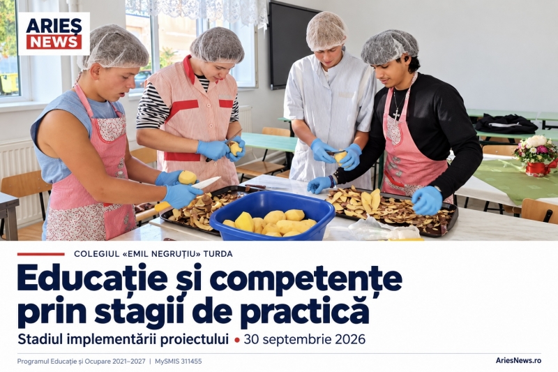 Colegiul „Emil Negruțiu” Turda: stadiul implementării proiectului „Educație și competențe prin stagii de practică”, la 30 septembrie 2026