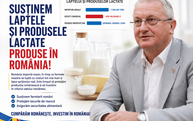 România importă masiv lapte, iar fermierii români cer sprijin real. Deputatul Remus Lăpușan solicită măsuri urgente pentru protejarea producției interne