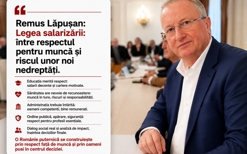 Remus Lăpușan - Noua lege a salarizării trebuie să aducă echitate, nu noi nedreptăți