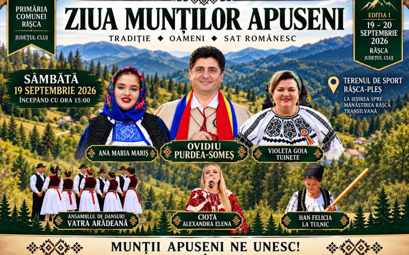 INVITAȚIE - Râșca se pregătește pentru prima ediție a „Zilei Munților Apuseni”. Două zile dedicate tradițiilor și oamenilor muntelui